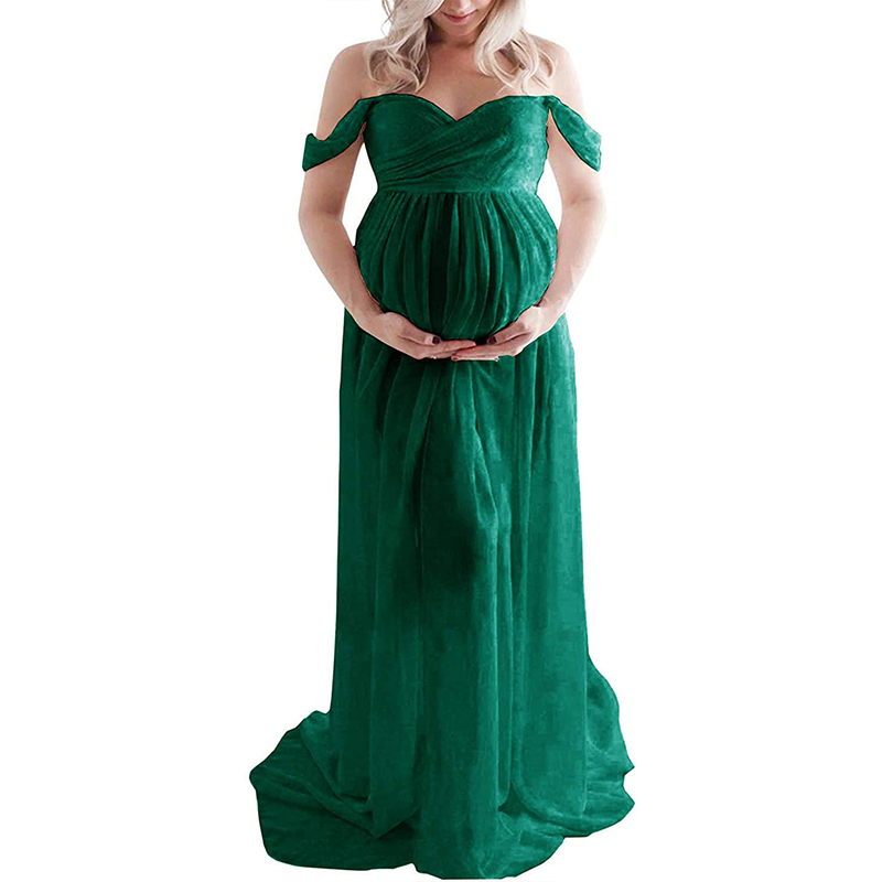 White Dot Tulle Maternity Photography Props Dress See Through Maternity Photo Shoot Tulle Long Dress Lantern Sleeve R230909