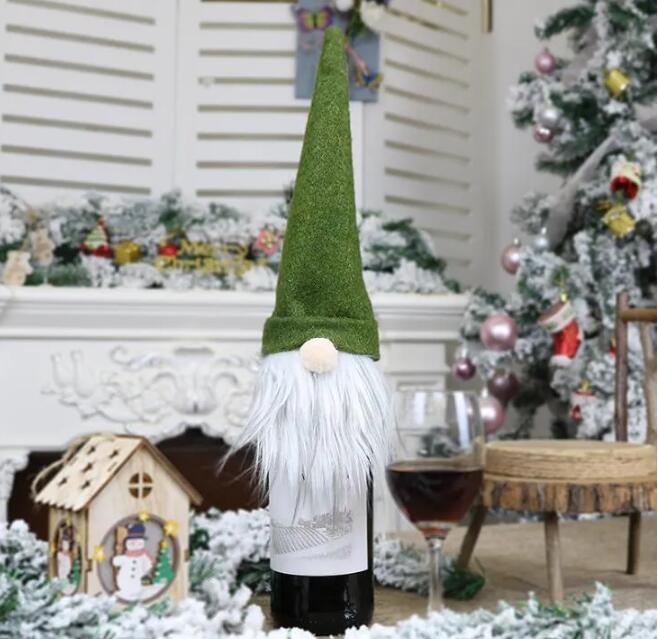 Christmas Wine Bottle Cover Handmade Swedish Gnomes Wine Bottle Toppers for Xmas Home Party Table Decorations Xmas Gifts