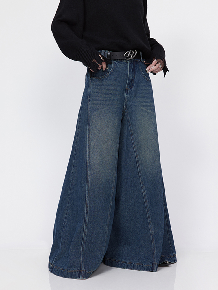 Women's Jeans REDDACHiC Korean Stylish Women Baggy Flared Leg Loose Vintage Elephant Bell Bottoms Bootcut Blue Pants High Waist Trousers 230908