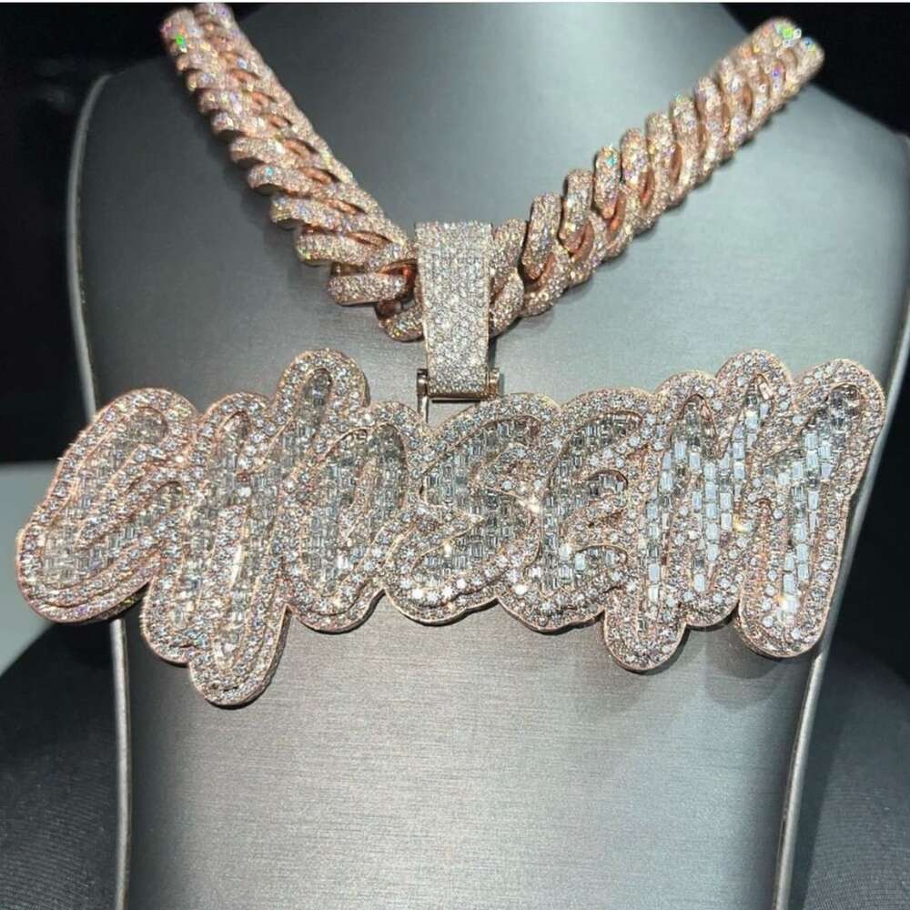 Custom Moissanite Pendant Diamond and Chain Vvs1 Passes Diamond Tester Hiphop Vvs Custom Moissanite Pendant for Men