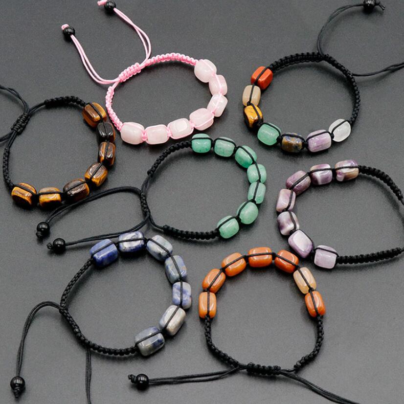 7 Chakra Stone Bracelets Reiki Healing Natural Gemstone Bracelets for Women Girls Yoga Wrist Chain Braided Rope Bracelets