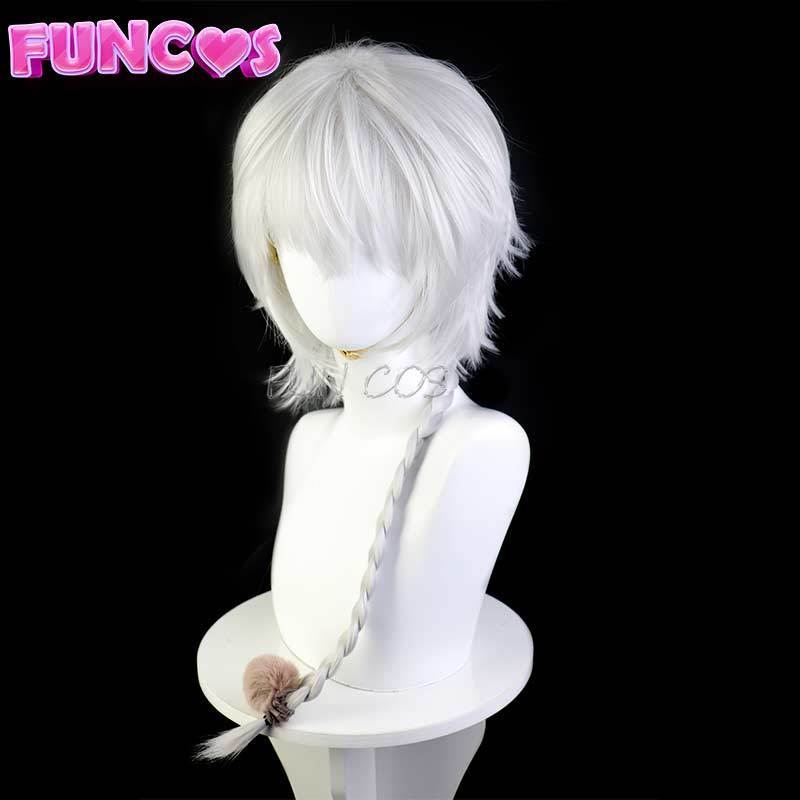 Wigs Nikolai Gl Cosplay Hairpin Anime Bungo Stray Dogs Season 4 White Braid Heat-Resistant Fiber Hair Free Wig Cap 230908