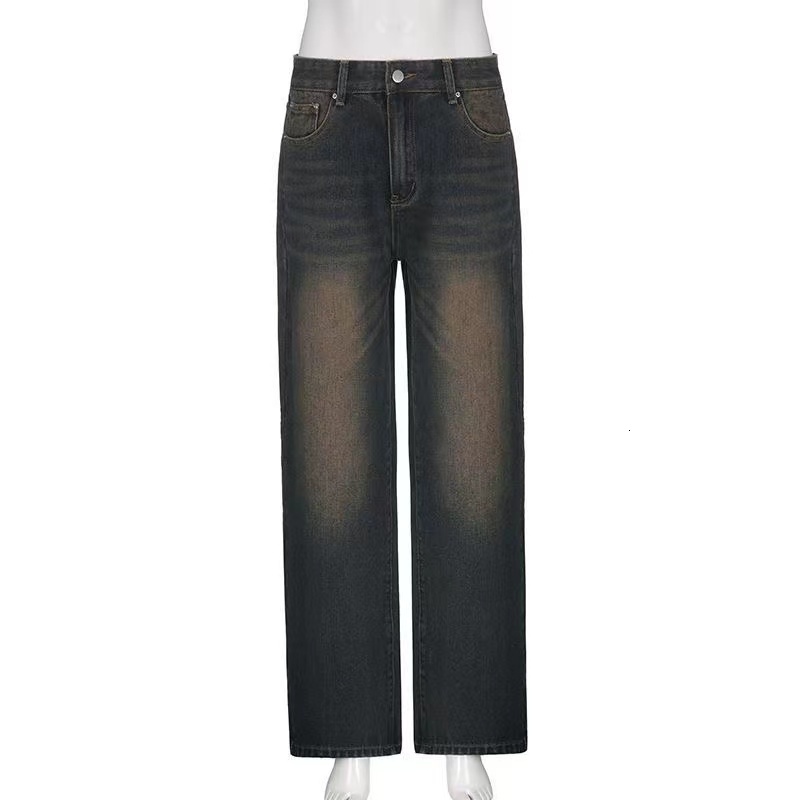 Women's Jeans Y2K Women Korean Vintage Streetwear Baggy High Waisted Straight Wide Leg Pants Denim Trousers Fairy Grunge Alt Clothes 230908Z