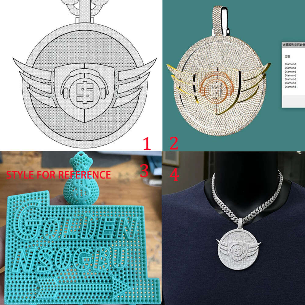 Custom Moissanite Pendant Diamond and Chain Vvs1 Passes Diamond Tester Hiphop Vvs Custom Moissanite Pendant for Men