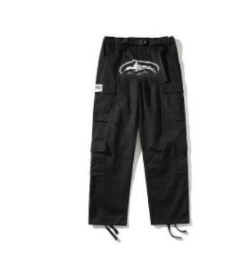 American Retro High Street Fashion Brand Hip-Hop Street Printed Casual Multi-Pocket Side Buckle Men's and Women's Same Overalls Ins