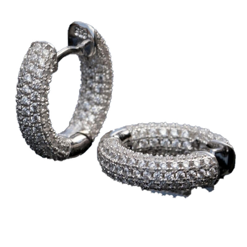 Men Women Blingbling Earrings Gold Silver Color Full CZ Diamond Earrings Hoop Punk Rock Hip Hop Jewelry