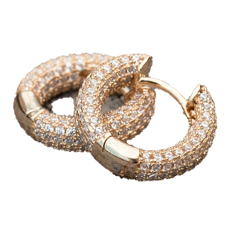 Men Women Blingbling Earrings Gold Silver Color Full CZ Diamond Earrings Hoop Punk Rock Hip Hop Jewelry