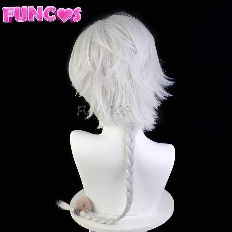 Wigs Nikolai Gl Cosplay Hairpin Anime Bungo Stray Dogs Season 4 White Braid Heat-Resistant Fiber Hair Free Wig Cap 230908