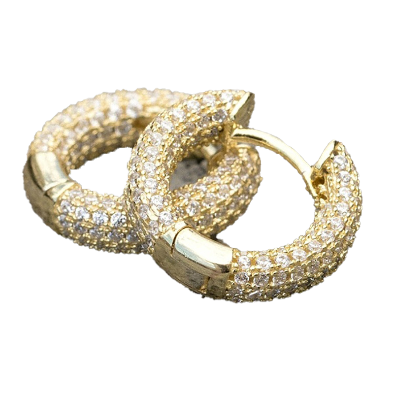 Men Women Blingbling Earrings Gold Silver Color Full CZ Diamond Earrings Hoop Punk Rock Hip Hop Jewelry