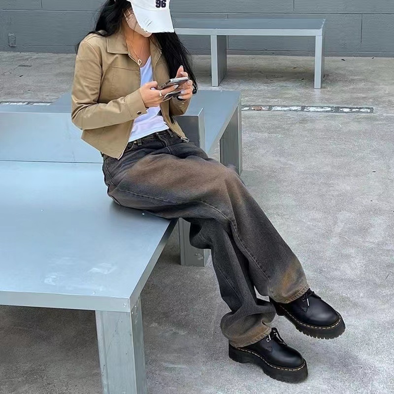 Women's Jeans Y2K Women Korean Vintage Streetwear Baggy High Waisted Straight Wide Leg Pants Denim Trousers Fairy Grunge Alt Clothes 230908Z