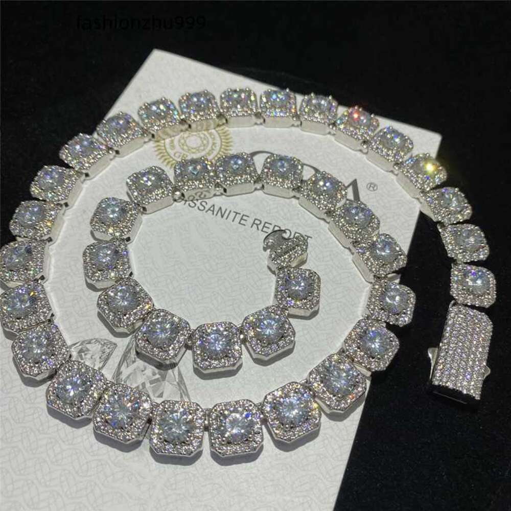 moissanite chain cuban k chainHip Hop Moissanite Chain Iced Out Dia Cuban Necklace Fashion Men Jewelry Solid Sier