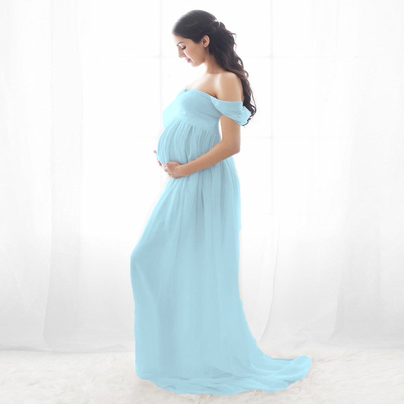 White Dot Tulle Maternity Photography Props Dress See Through Maternity Photo Shoot Tulle Long Dress Lantern Sleeve R230909