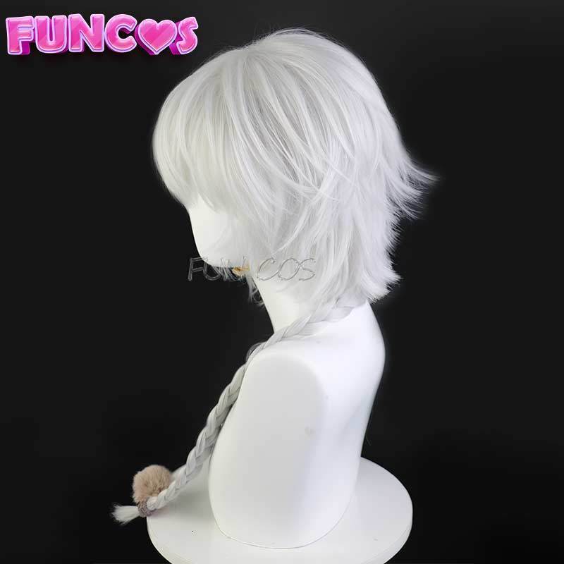 Wigs Nikolai Gl Cosplay Hairpin Anime Bungo Stray Dogs Season 4 White Braid Heat-Resistant Fiber Hair Free Wig Cap 230908