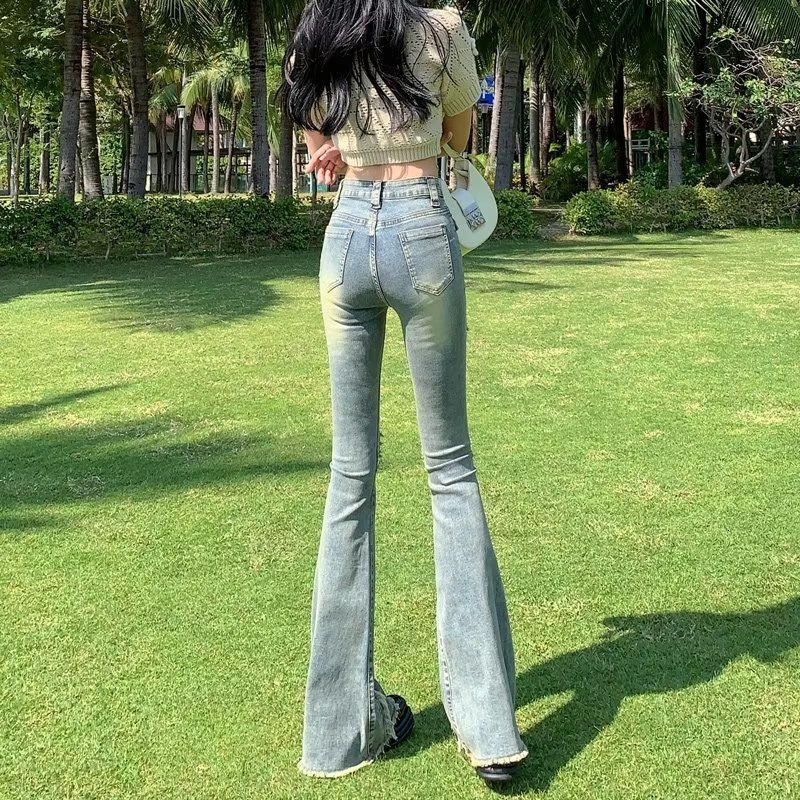 Women's Jeans Versatile Japanese Pants Spring And Autumn Trends Dark Micro Flared Minimalist Literary High Waisted Fashion 230908Z