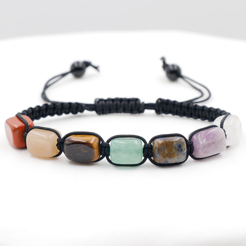 7 Chakra Stone Bracelets Reiki Healing Natural Gemstone Bracelets for Women Girls Yoga Wrist Chain Braided Rope Bracelets