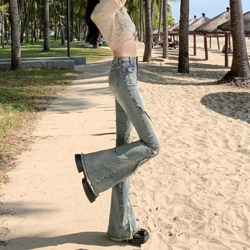 Women's Jeans Versatile Japanese Pants Spring And Autumn Trends Dark Micro Flared Minimalist Literary High Waisted Fashion 230908Z