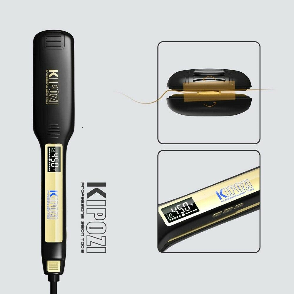 Curling Irons KIPOZI Professional Flat Iron Hair Straightener With Digital LCD Display Dual Voltage Instant Heating 230909