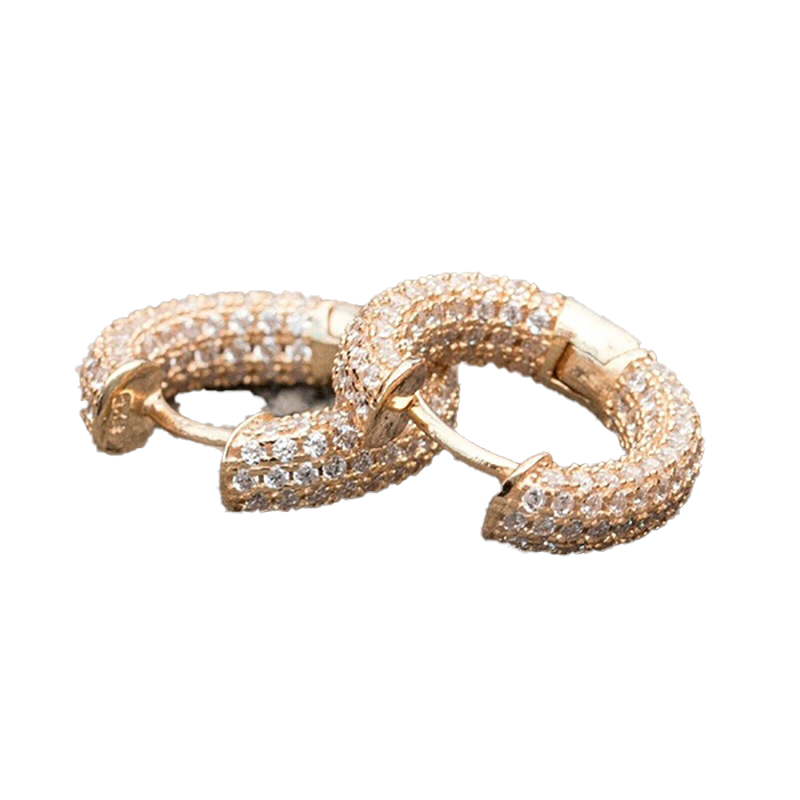 Men Women Blingbling Earrings Gold Silver Color Full CZ Diamond Earrings Hoop Punk Rock Hip Hop Jewelry