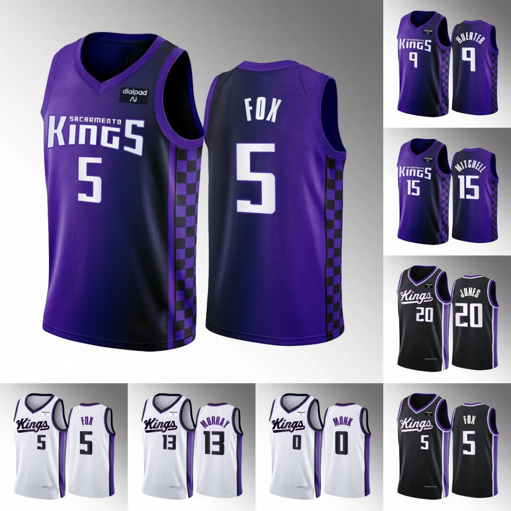 De'Aaron Fox Basketball Jerseys Domantas Sabonis DeMar DeRozan Davion Mitchell Malik Monk Chris Duarte Keegan Murray Kevin Huerter Alex Len Jersey