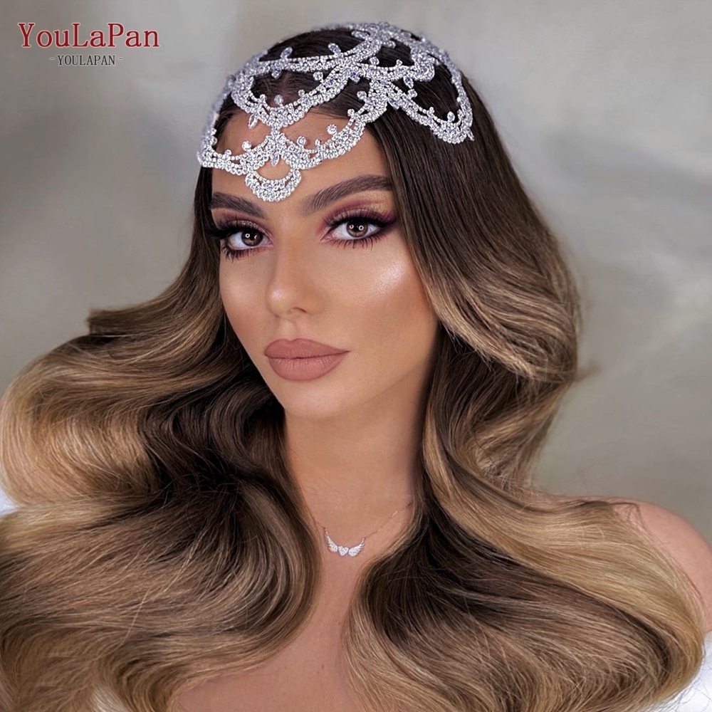 Wedding Hair Jewelry YouLaPan HP480 Bridal Headband Big Flower Shape Headdress for Women Crystal Hollow Headpiece Zircon Headwear 230909
