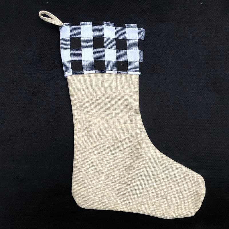 Plaid Christmas Stocking Sublimation Blank Buffalo Xmas Gift Candy Socks Santa Stockings Christmas Tree Ornament