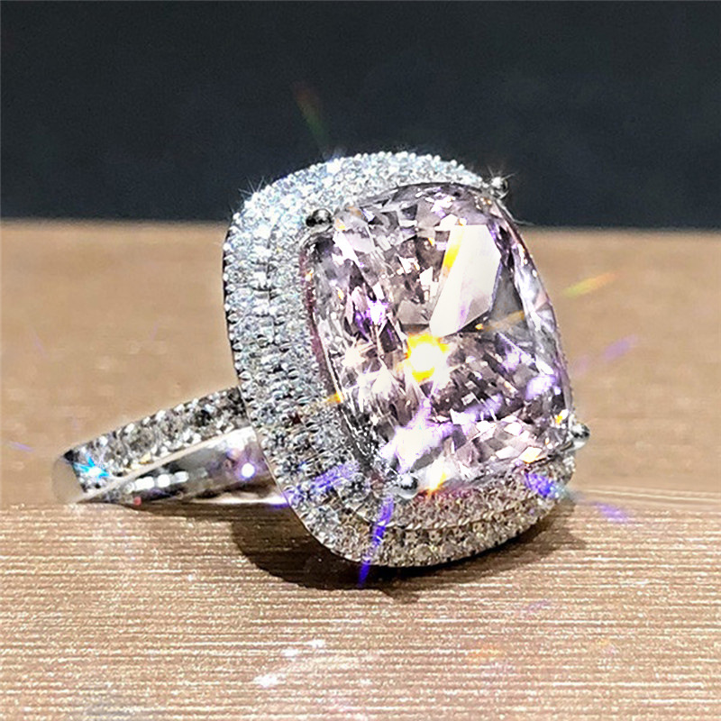 Luxurious Bridal Solitaire Ring for Her - Custom Square Shape Pink Stone Design with Exceptional Artisanry