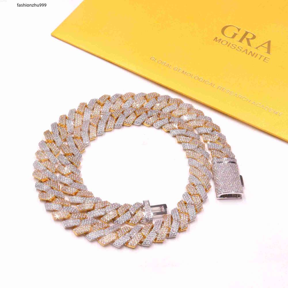 Necklace moissanite chain cuban link chainVvs Moissanite Hip Hop Jewelry Sterling Silver 925 Iced Out Mens Silver Jewelry