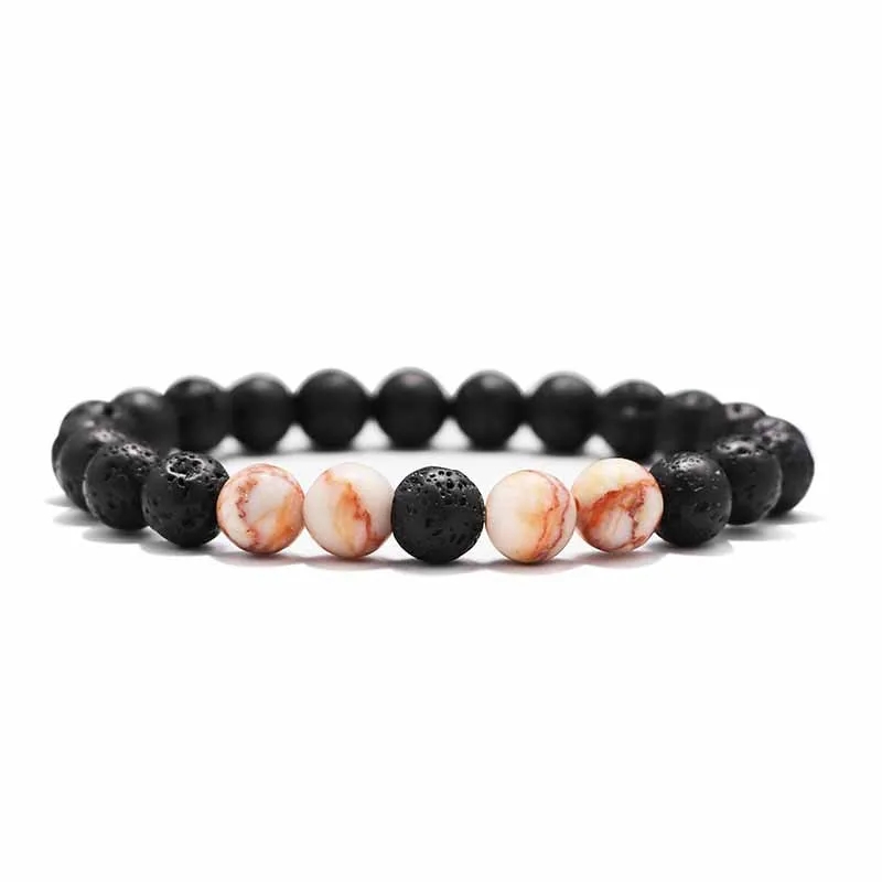 Black Lava Stone Beads Bracelet Natural Stone Rose Quartz Tiger's Eye turquoise Bracelet Stretch Jewelry For Women Men