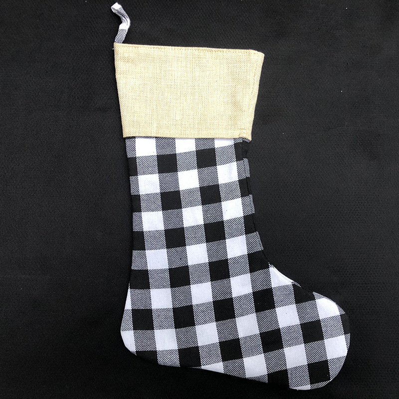Plaid Christmas Stocking Sublimation Blank Buffalo Xmas Gift Candy Socks Santa Stockings Christmas Tree Ornament