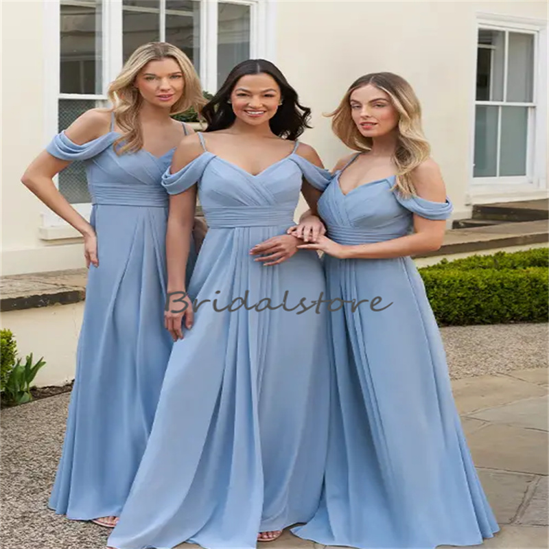 Teal Blue Bridesmaid Dress Multiple 2023 Boho Beach Chiffon Wedding Guest Dress Spaghetti Strap Women Evening Formal Party Vestidos Festas Robes Soire