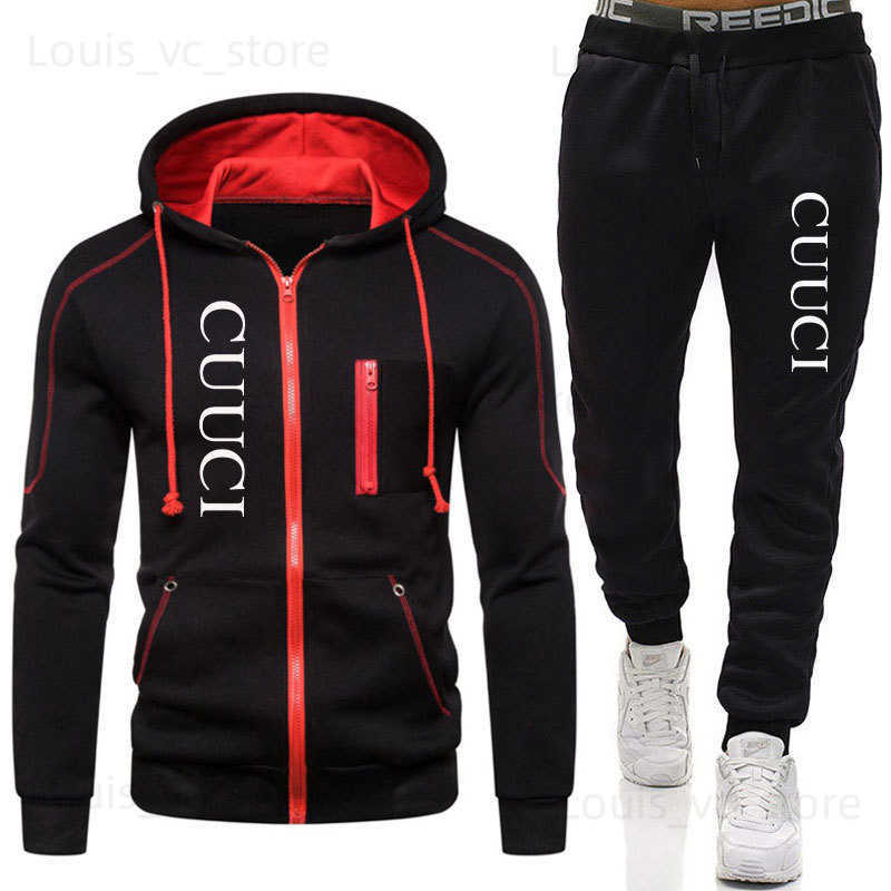 Men's Tracksuits 2026 Fashion Brand Men's Suit Autumn New Zipper Cardigan Jacket+sweatpants Stripe Running Fitness Basketball Jogging 2 Piece Set T260128