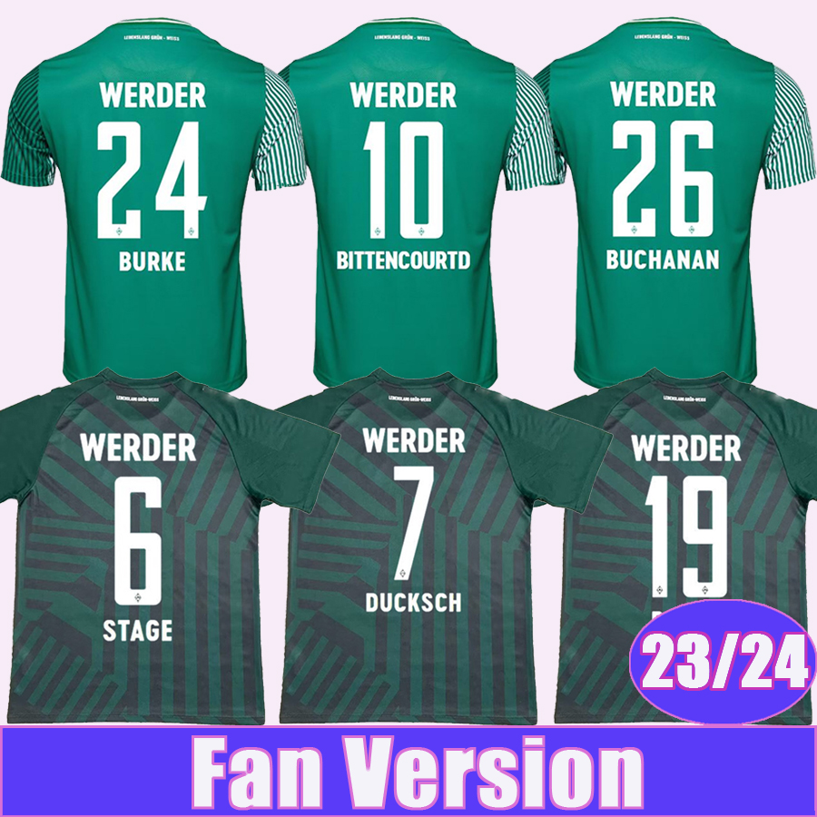 23 24 SV Werder Bremen Mens Soccer Jerseys DUCKSCH BITTENCOURT BUCHANAN BURKE FRIEDL KEITA FULLKRUG Home 3rd Football Shirt