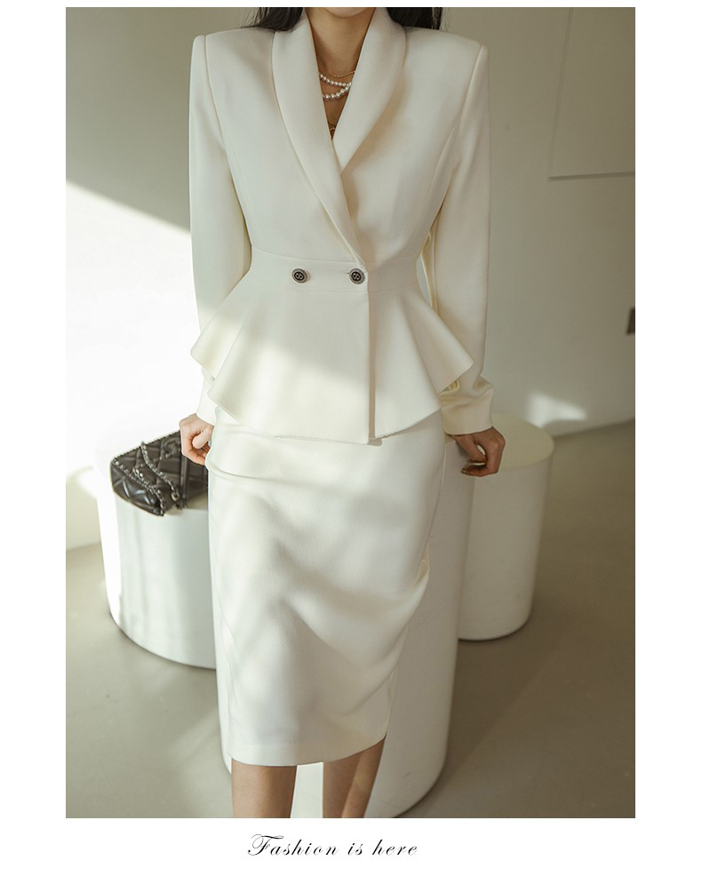Two Piece Dress Spring New Profession Set Women Coat Crop Top And High Waist Bodycon Pencil Skirts Korean Slim Chic Office Lady Skirt Suits 2024