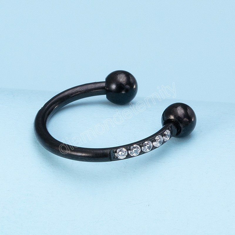 Zircon Hoop Nose Ring Septum Piercing Earrings Cartilage Tragus Helix Stud Circular Ear Horseshoe for Women Body Jewelry