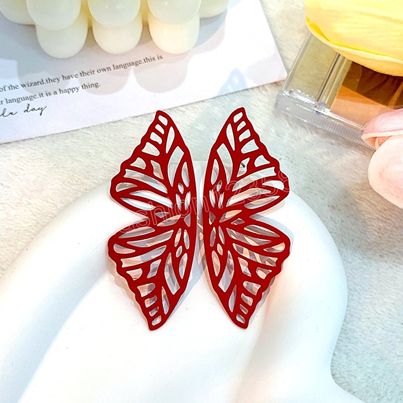 Fashion Hollow Butterfly Drop Dangle Earring For Women Metal Big Wing Pendant Earring Statement Jewelry Gift