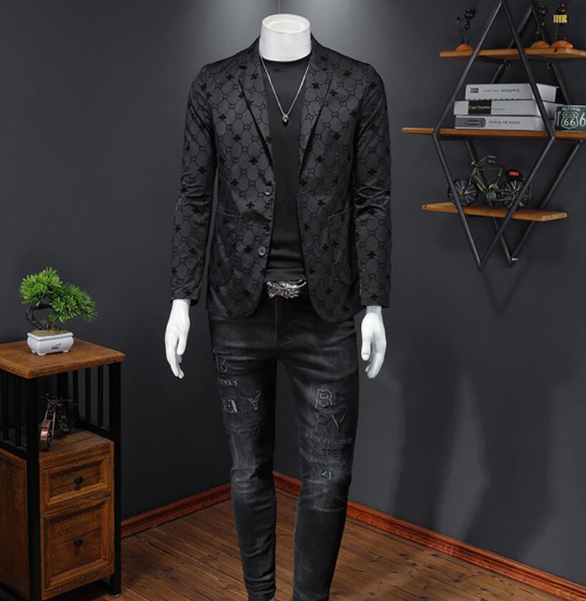 Men's Suits & Blazers flocking Spring and Autumn Men Casual Small Plaid Suit Korean Fashion Casual Suit Business Casuals Suits