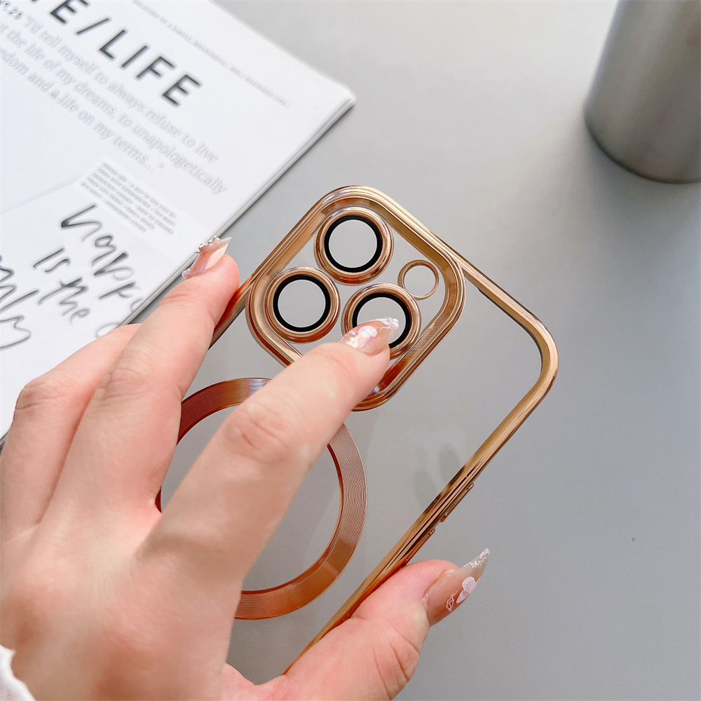 Plating Magnetic For Magsafe Case With Camera Lens Glass Protector TPU Shockproof For iPhone 17 Air 16 15 14 13 12 11 Pro Max XR X XS Samsung S21 S22 