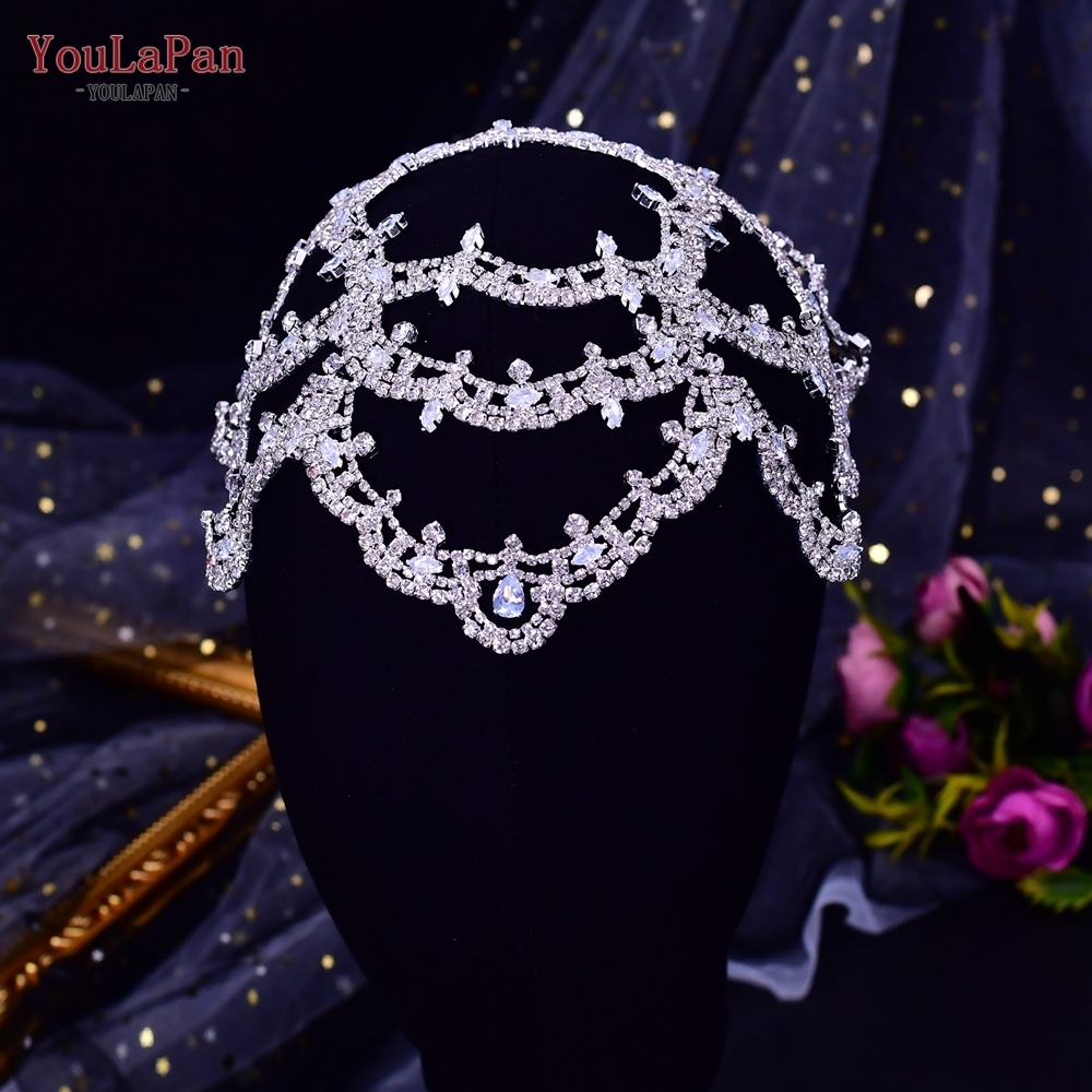 Wedding Hair Jewelry YouLaPan HP480 Bridal Headband Big Flower Shape Headdress for Women Crystal Hollow Headpiece Zircon Headwear 230909