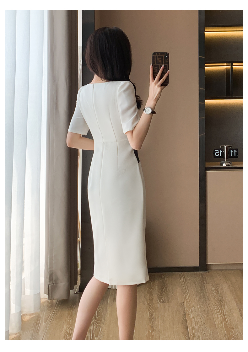 Basic Casual Dresses Summer New O-Neck Vintage Vestidos Simple Chic Color Blocking Bodycon Office Casual Dress Women Sheath Pencil Dresses 2024