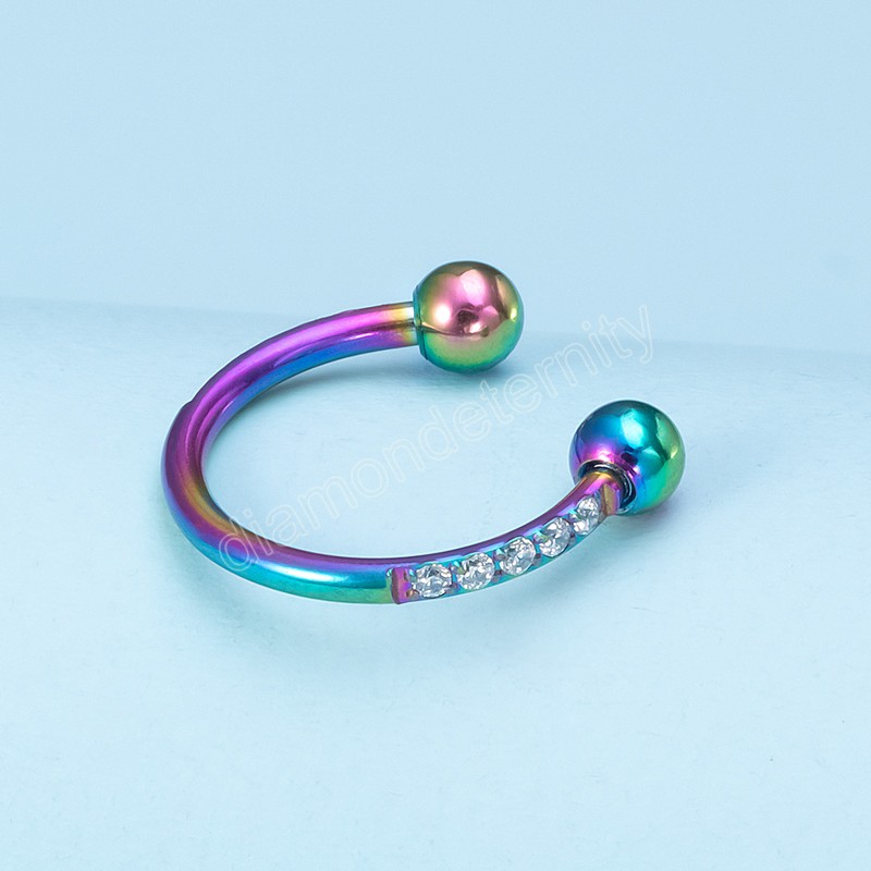 Zircon Hoop Nose Ring Septum Piercing Earrings Cartilage Tragus Helix Stud Circular Ear Horseshoe for Women Body Jewelry