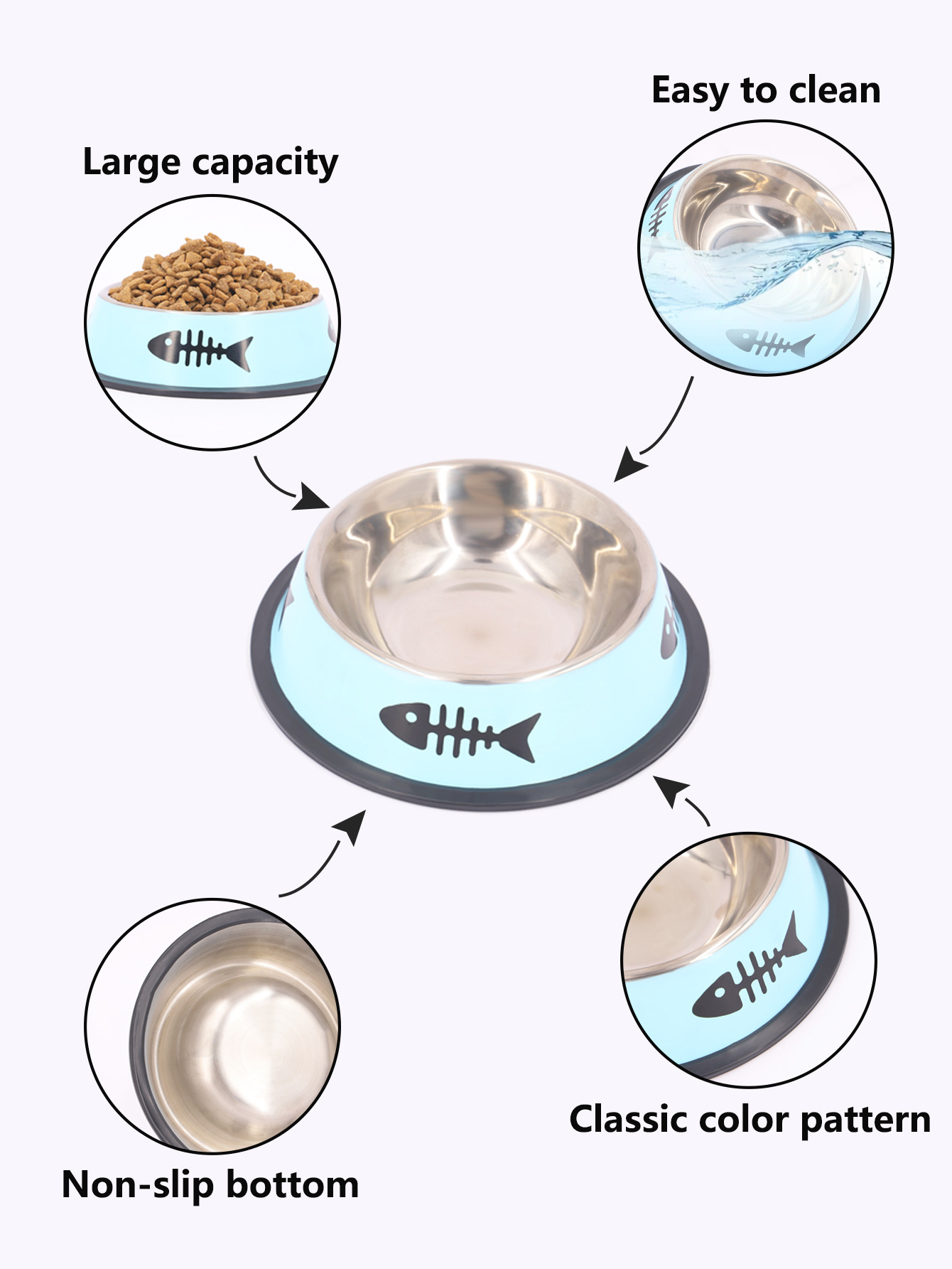 YUEXUAN 2Pcs Cat Bowls Non-Slip Stainless Steel Small Cat Food Bowls Unbreakable Thicken Cat Feeder Suitable for Indoor Small Pets Easily Clean Lovely
