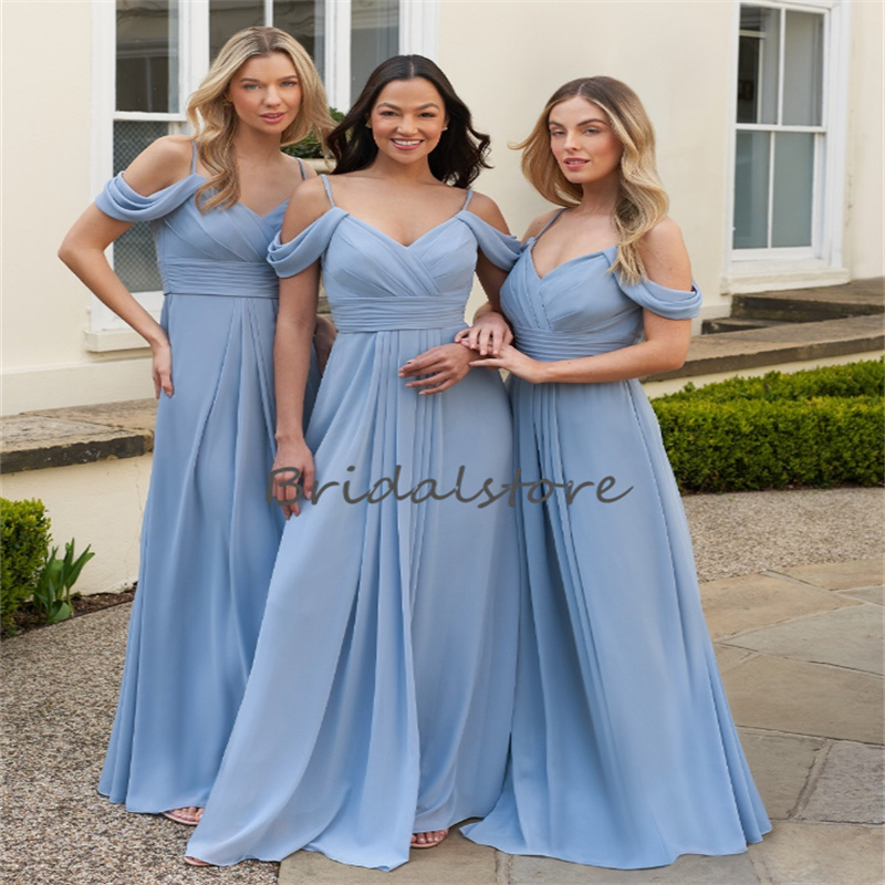 Teal Blue Bridesmaid Dress Multiple 2023 Boho Beach Chiffon Wedding Guest Dress Spaghetti Strap Women Evening Formal Party Vestidos Festas Robes Soire