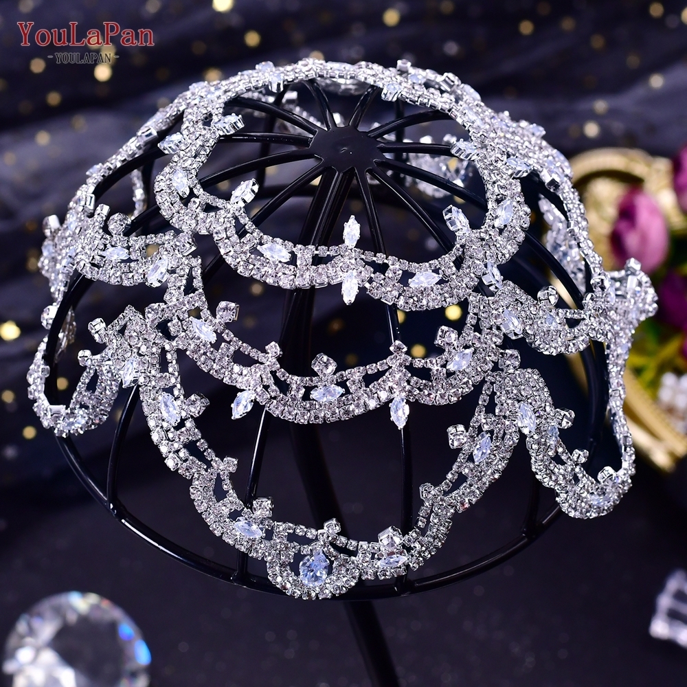 Wedding Hair Jewelry YouLaPan HP480 Bridal Headband Big Flower Shape Headdress for Women Crystal Hollow Headpiece Zircon Headwear 230909