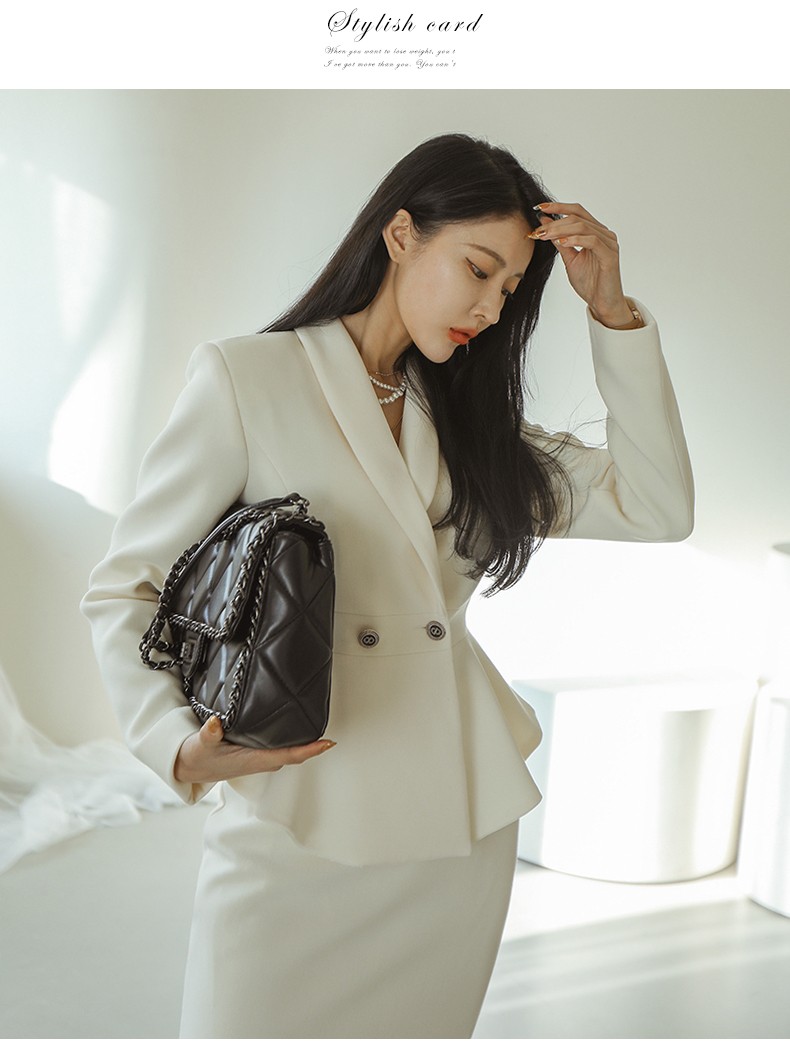 Two Piece Dress Spring New Profession Set Women Coat Crop Top And High Waist Bodycon Pencil Skirts Korean Slim Chic Office Lady Skirt Suits 2024