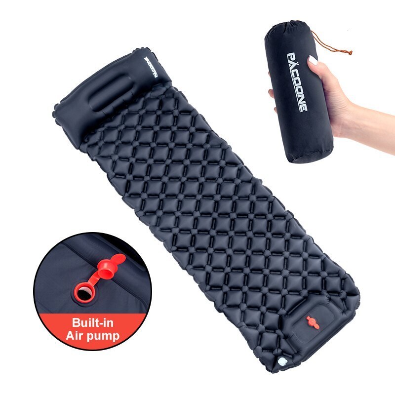 Outdoor Pads Camping Inflatable Mattress Sleeping Pad With Pillows Ultralight Air Mat Built In Inflator Pump Hiking 230909