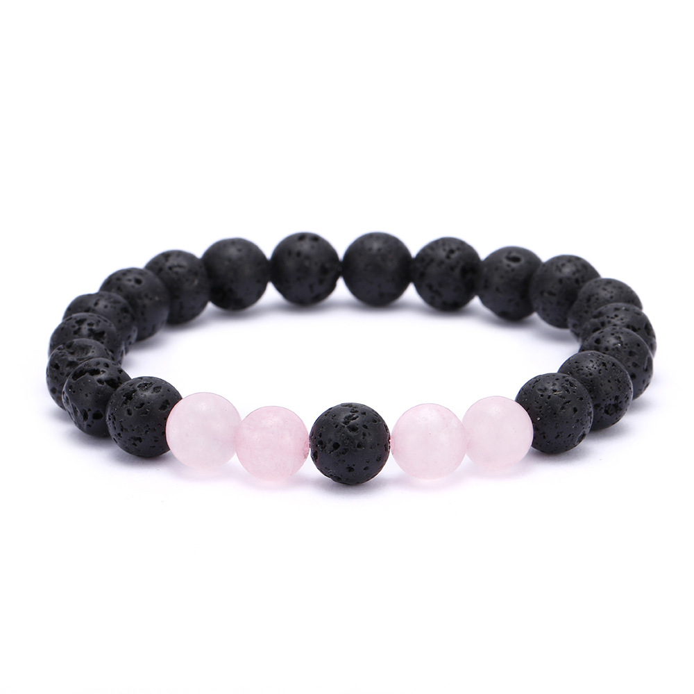 Black Lava Stone Beads Bracelet Natural Stone Rose Quartz Tiger's Eye turquoise Bracelet Stretch Jewelry For Women Men