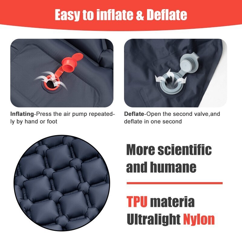 Outdoor Pads Camping Inflatable Mattress Sleeping Pad With Pillows Ultralight Air Mat Built In Inflator Pump Hiking 230909