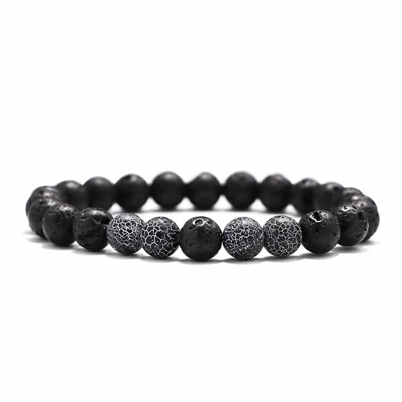 Black Lava Stone Beads Bracelet Natural Stone Rose Quartz Tiger's Eye turquoise Bracelet Stretch Jewelry For Women Men