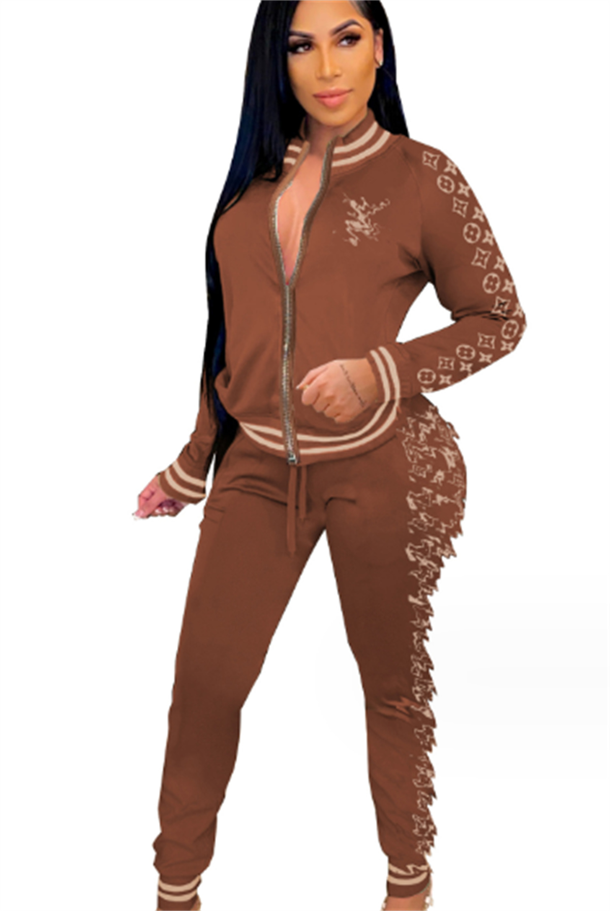 Fashion Women's Tracksuits Two Piece Set Sports suit Female Jacketsand Long Pants 2 PCS letter Printed Tracksuit Women Sports Clothing