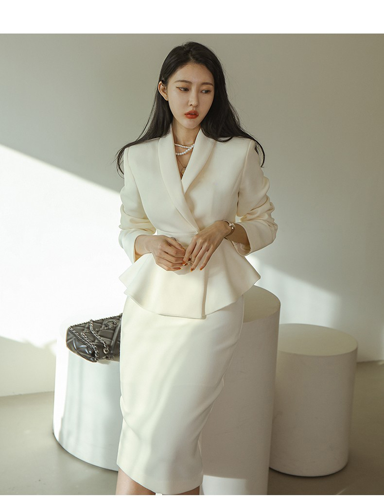 Two Piece Dress Spring New Profession Set Women Coat Crop Top And High Waist Bodycon Pencil Skirts Korean Slim Chic Office Lady Skirt Suits 2024